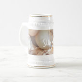 シーシェルサマービーチエキゾチック熱帯ロマンチック ビールジョッキ (正面左)