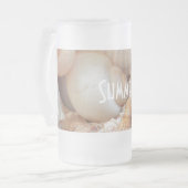 シーシェルサマービーチエキゾチック熱帯ロマンチック フロストグラスビールジョッキ (正面左)