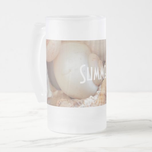 シーシェルサマービーチエキゾチック熱帯ロマンチック フロストグラスビールジョッキ (正面左)