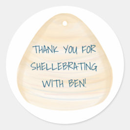 シーシェルサンキュービーチテーマパーティステッカー ラウンドシール