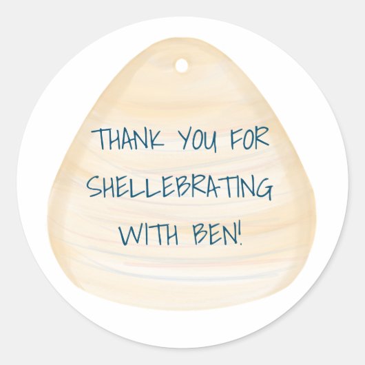 シーシェルサンキュービーチテーマパーティステッカー ラウンドシール (正面)