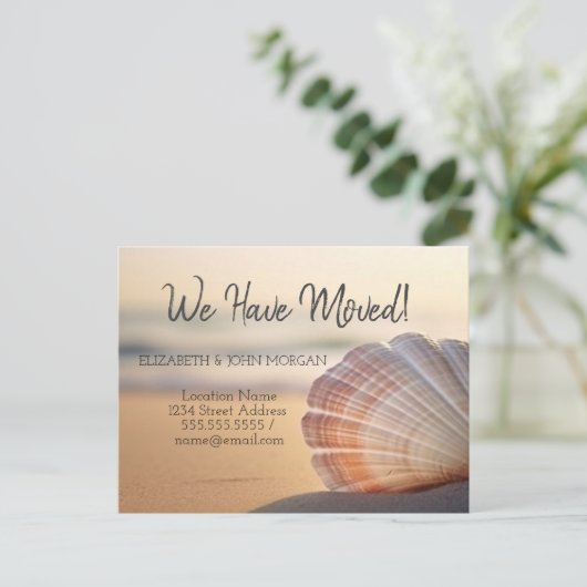 シーシェルサンセットビーチ移住のお知らせ 案内ポストカード (スタンド正面)