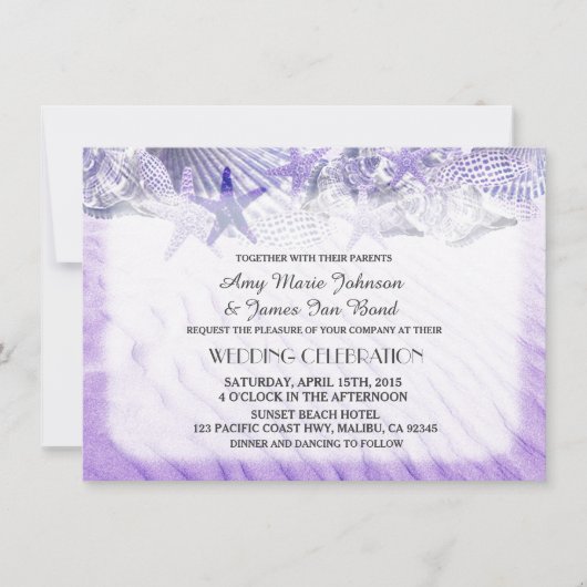 シーシェルサンドビーチ結婚式招待状シーシェル1 招待状 (正面)