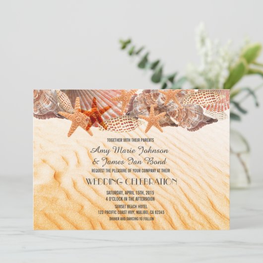 シーシェルサンドビーチ結婚式招待状シーシェル5 招待状 (スタンド正面)