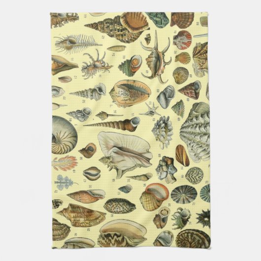 シーシェルシェルモルルスククラムエレガントクラシックアート キッチンタオル (縦)