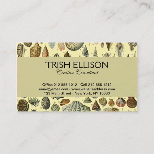 シーシェルシェルモルルスククラムエレガントクラシックアート 名刺 (裏面)