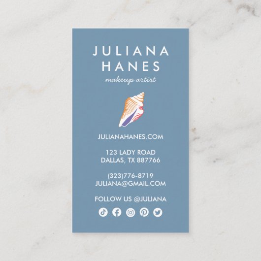 シーシェルシックなミニマリストのビーチハイソーシャルアイコン 割引カード (裏面)