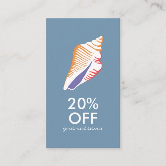 シーシェルシックなミニマリストのビーチハイソーシャルアイコン 割引カード (正面)