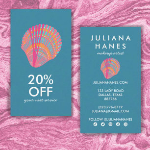 シーシェルシックなミニマリストカラフルビーチイ 割引カード