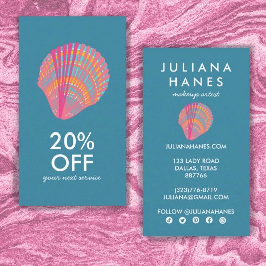 シーシェルシックなミニマリストカラフルビーチイ 割引カード