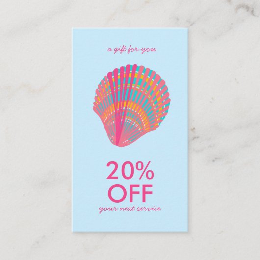 シーシェルシックなミニマリストカラフルビーチイ 割引カード (正面)