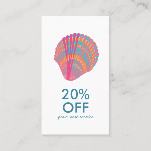シーシェルシックなミニマリストカラフルビーチイ 割引カード (正面)