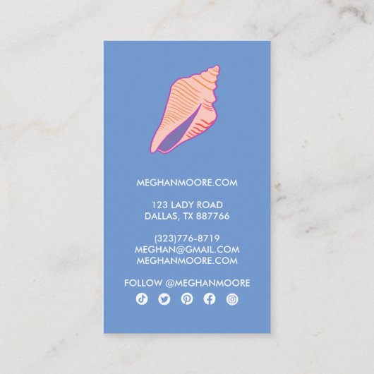 シーシェルシックビーチ美しいサロンシンプルモダン 名刺 (裏面)