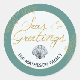 シーシェルシーズ&グリーティングコースタルホリデーエンベロープ ラウンドシール