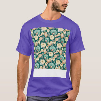 シーシェルシームレスパターンシーシェルクラムビーチ海 Tシャツ