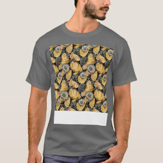 シーシェルシームレスパターンシーシェルクラムビーチ海 Tシャツ