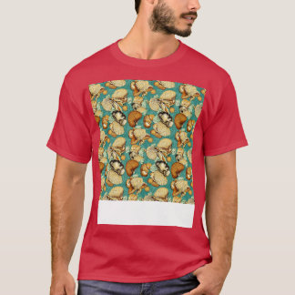 シーシェルシームレスパターンシーシェルクラムビーチ海 Tシャツ