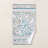 シーシェルシーンとトープ背景浴用タオル バスタオルセット (ハンドタオル)