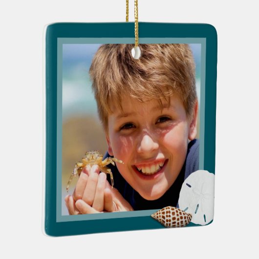 シーシェルスクリスマスフォトオーナメントシーブルー セラミックオーナメント (右)