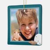 シーシェルスクリスマスフォトオーナメントシーブルー セラミックオーナメント (左)