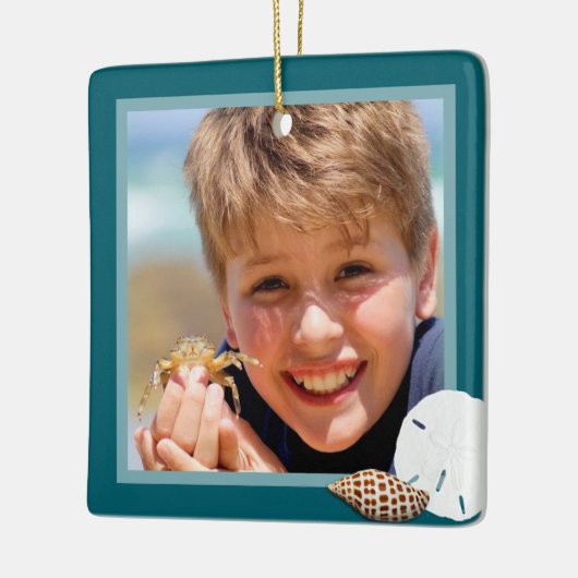 シーシェルスクリスマスフォトオーナメントシーブルー セラミックオーナメント (左)