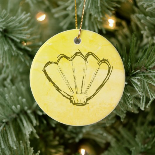シーシェルスケッチオンオールド紙 セラミックオーナメント (ツリー)