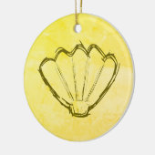 シーシェルスケッチオンオールド紙 セラミックオーナメント (左)