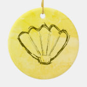 シーシェルスケッチオンオールド紙 セラミックオーナメント (裏面)