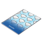 シーシェルスケッチ白と青の波パターン ノートブック (左側)