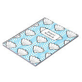 シーシェルスケッチ白と青の波パターン ノートブック (左側)