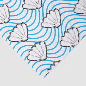 シーシェルスケッチ白と青の波パターン 薄葉紙 (詳細)