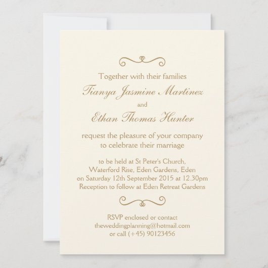 シーシェルズアート結婚式招待状アイボリークリーム 招待状 (裏面)