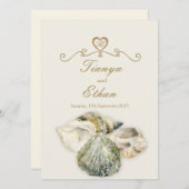 シーシェルズアート結婚式招待状アイボリークリーム 招待状 (正面/裏面)