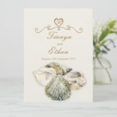 シーシェルズアート結婚式招待状アイボリークリーム 招待状 (スタンド正面)