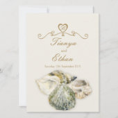 シーシェルズアート結婚式招待状アイボリークリーム 招待状 (正面)