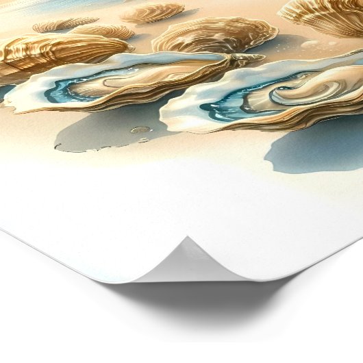 シーシェルズオンザショア海ビーチアートプリント ポスター (角)