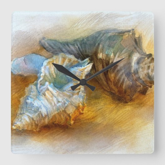 シーシェルズオンビーチ スクエア壁時計 (正面)