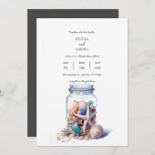 シーシェルズガラスジャールセンターピースビーチ結婚式 招待状 (正面/裏面)