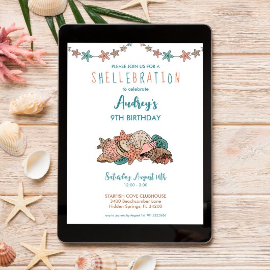 シーシェルズガールズビーチ誕生日 招待状