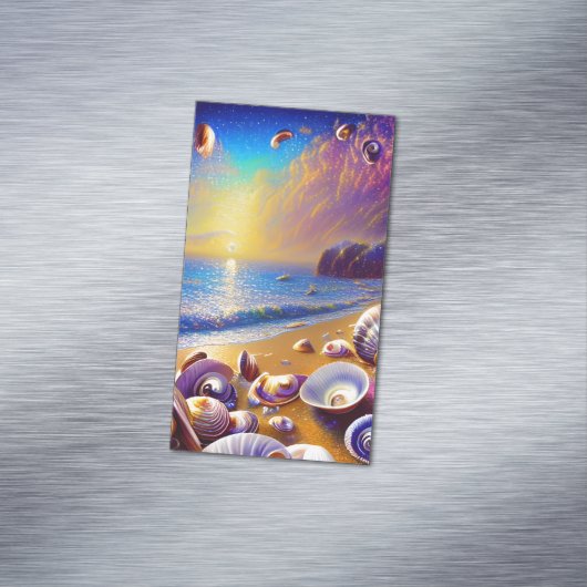 シーシェルズクラムズカニビーチシーナリー銀河系 マグネット名刺 (インサイチュ)