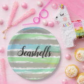 シーシェルズグレーグリーンブルーウォーターストライプカラー ペーパープレート (パーティー)