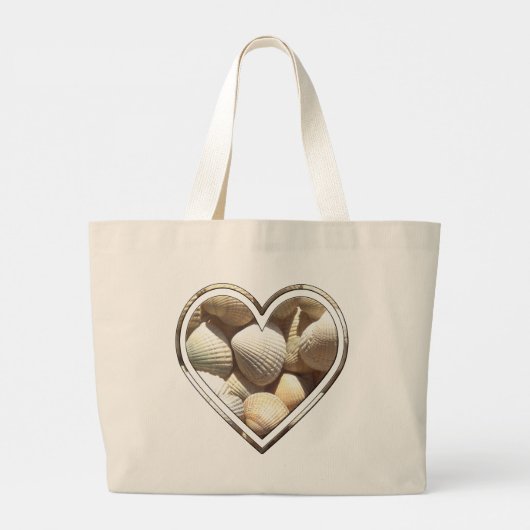 シーシェルズサマービーチライフハートシーシェル ラージトートバッグ (裏面)