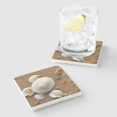 シーシェルズシーライフビーチ海アートデコール ストーンコースター (横)