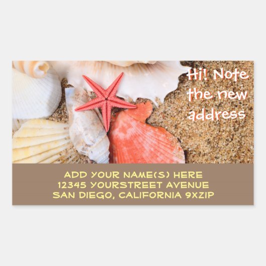 シーシェルズスターフィッシュサンディビーチ 長方形シール (正面)