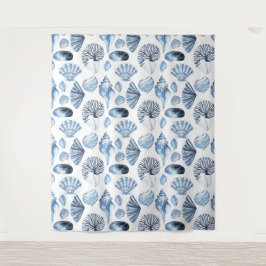 シーシェルズパターンインブルービーチハウス タペストリー