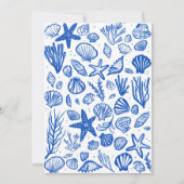 シーシェルズフレームビーチ結婚式ブルーカスタム 招待状 (裏面)