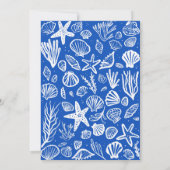 シーシェルズフレームビーチ結婚式ブルーカスタム 招待状 (裏面)