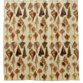 シーシェルズブラウンカタツムルズコースタルヴィンテージビーチハウス シャワーカーテン (正面)