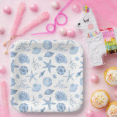 シーシェルズブルーウォーターカラーシーショア ペーパープレート (パーティー)