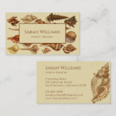 シーシェルズベージュブラウンヴィンテージカタツムリ沿岸 名刺 (正面/裏面)